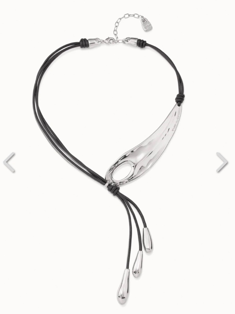 Uno de 50 Leather necklace with fringes with drops